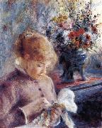 Pierre-Auguste Renoir Feune Femme cousant painting